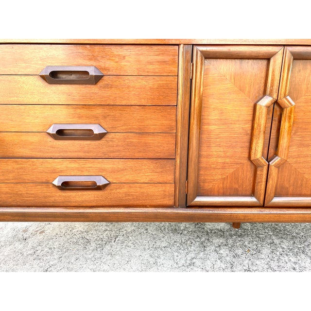 1960s Basic Witz Mid Century Modern 9 Drawer Dresser Chairish Nine drawers with center drawers softly bowed. chairish