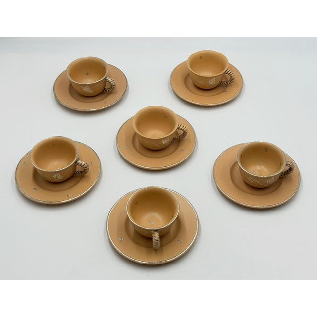 1980s 1980s Emilia Castillo Taxco Plata Mexico Butterfly Cup and Saucer Set of 6 For Sale - Image 5 of 18