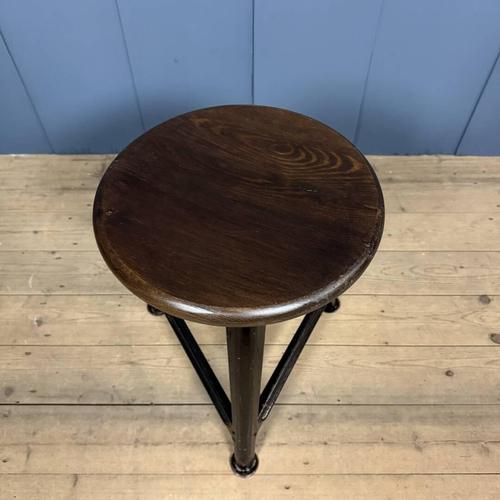 Black Stool with Dark Wooden Seat from Rowac, 1940s For Sale - Image 3 of 14