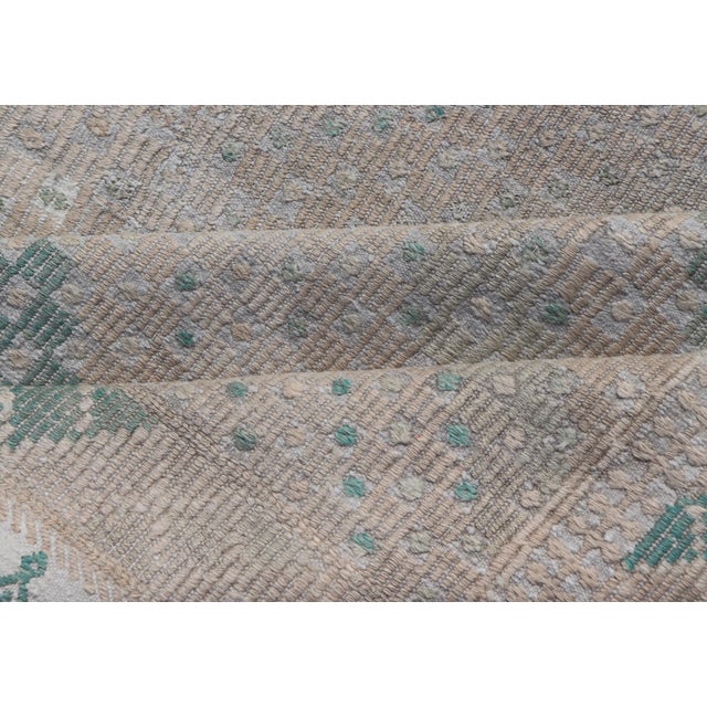 Embroidered Vintage Hand Woven Turkish Kilim With Geometric Diamond Design For Sale - Image 11 of 12