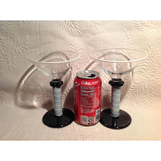1990s Michael Jaross Art Glass Martini or Cocktail Glasses Signed- Set of 2 For Sale - Image 11 of 12
