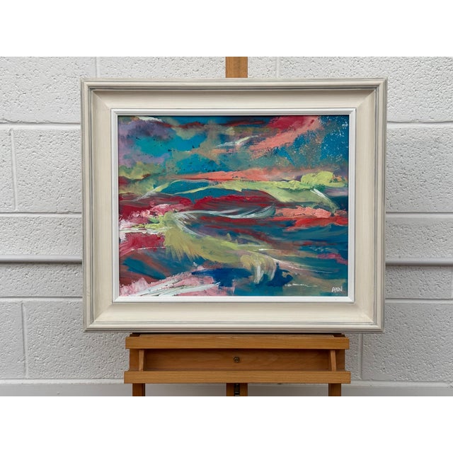 Pink & Turquoise Abstract Expressionist Painting by Contemporary British Artist 2025 For Sale - Image 17 of 18
