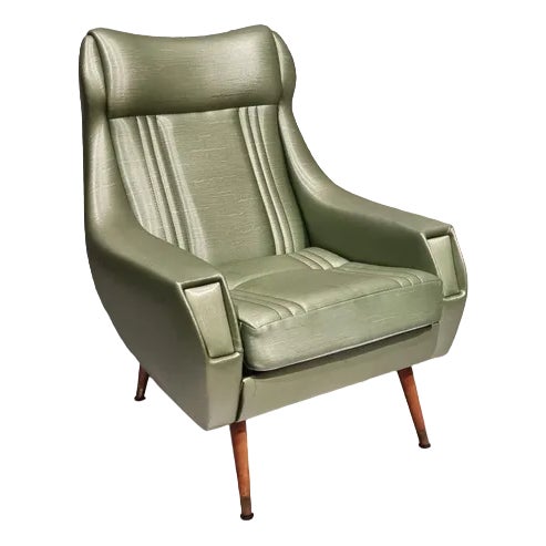 Mid-Century Lounge Chair in Sky and Wood, 1960s For Sale