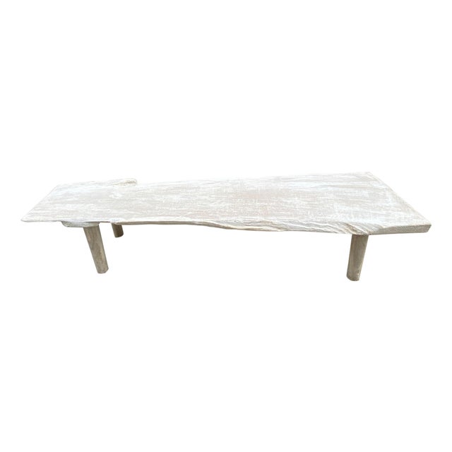 Andrianna Shamaris Minimalist Live Edge Teak Wood Coffee Table or Bench For Sale