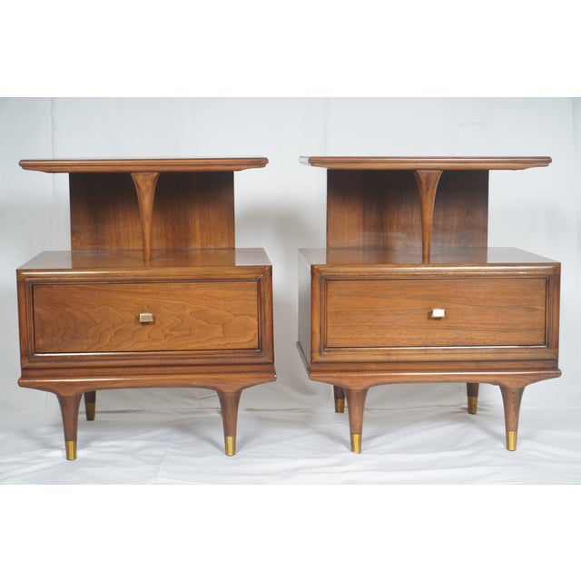 Mid-Century Modern Kent Coffey Continental Mid-Century Walnut Nightstand, Pair For Sale - Image 3 of 11