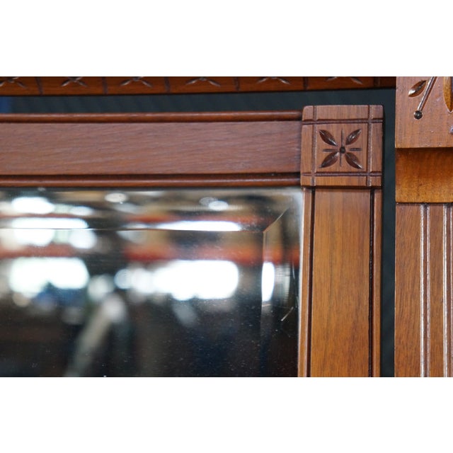 Brown Antique Victorian Eastlake Walnut Burl Marble Washstand & Mirror Commode Cabinet For Sale - Image 8 of 18