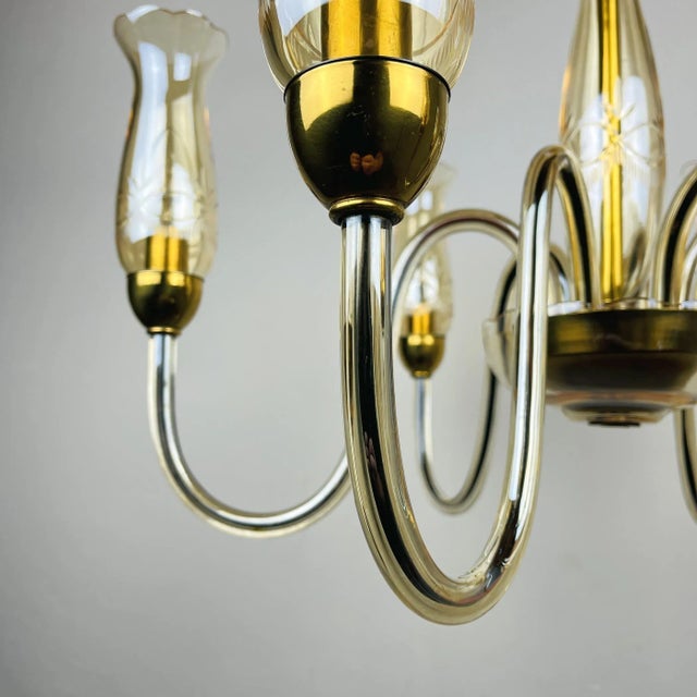 Mid-Century Modern Vintage Amber Murano Chandelier from De Majo, Italy, 1970s For Sale - Image 3 of 16