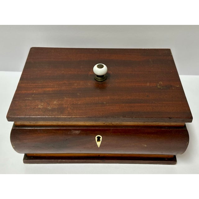 Antique Mid-Late 19th Century Wood Victorian Tea Caddy Chest/Box With Key For Sale - Image 9 of 12