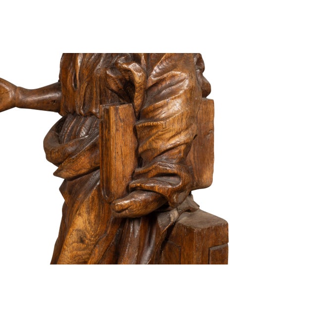 Flemish Baroque Carved Oak Figure Of A Scholar For Sale - Image 12 of 12