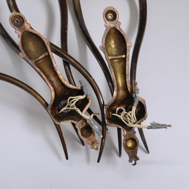 Original 3-Arm Wall Lights, Italy, 1950s, Set of 2 For Sale - Image 15 of 17