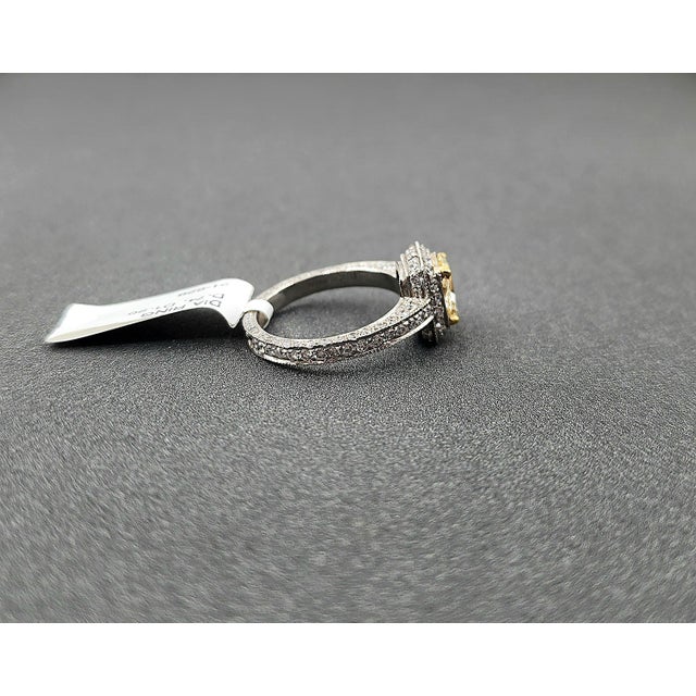 Metal 0.74 Ct Gia Certified Natural Yellow Diamond Ring Size 5.75 For Sale - Image 7 of 10