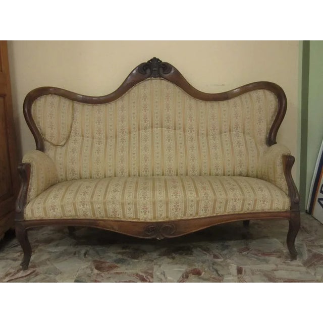 Wood Antique Luigi Filippo Walnut Sofa For Sale - Image 7 of 8