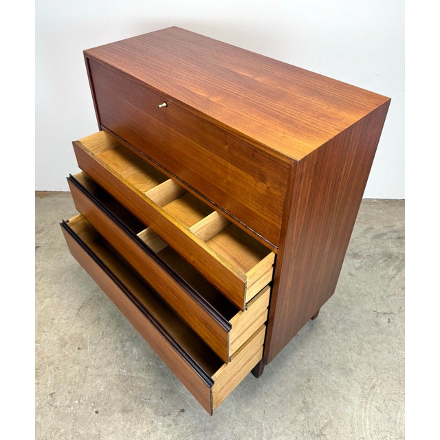 Wood Mid Century Modern Walnut Tall Dresser / Credenza by Kipp Stewart for Directional by Calvin Furniture, Restored For Sale - Image 7 of 12