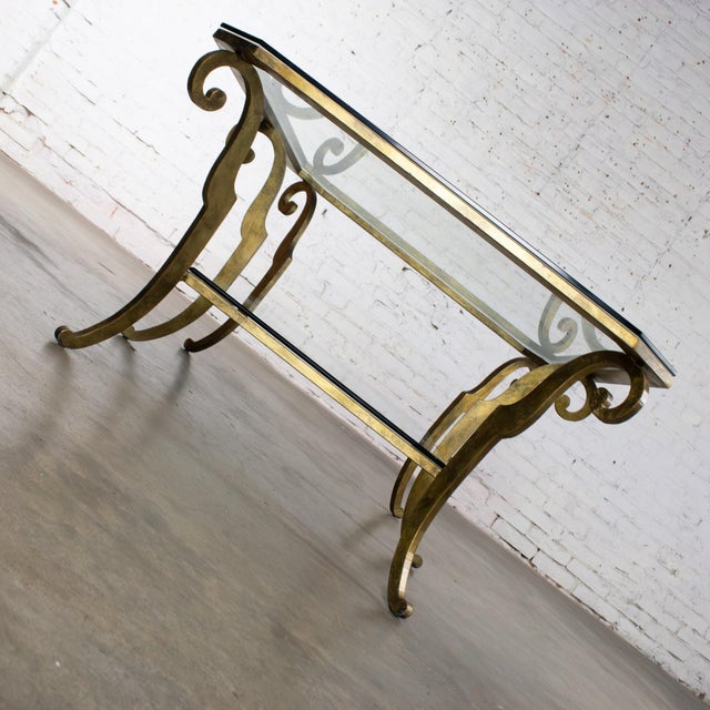 Late 20th Century Late 20th Century Hollywood Regency to Neoclassical Style Monumental Coffee Table Gilded Welded Steel Tube Frame For Sale - Image 5 of 18