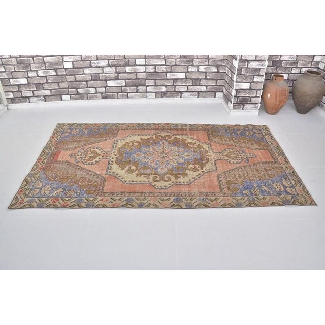 Handmade wool carpet in Turkish Anatolia , Vintage Oushak Rug,Turkish Vintage Anatolian Rug, Handmade wool Rug . One Of...