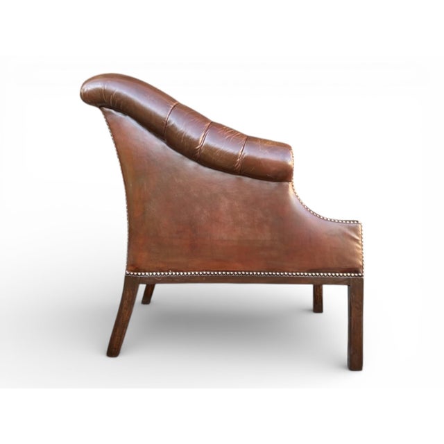 1960s Pair English Traditional Tufted Leather Club Chairs With Nailhead Trim For Sale - Image 9 of 15