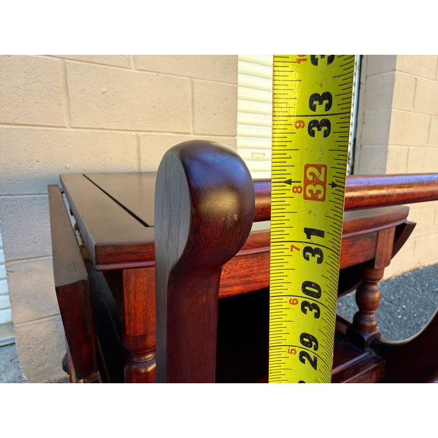 Brown Late 20th Century Vintage Rosewood Drop Leaf Tea Bar Cart For Sale - Image 8 of 12
