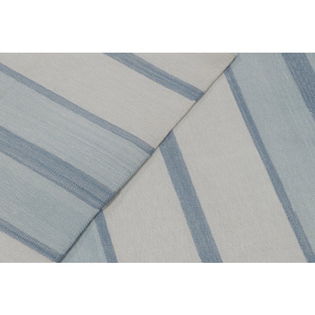 Greige Oversized Contemporary Striped Cotton Dhurrie Rug by Rug & Kilim, India For Sale - Image 8 of 10