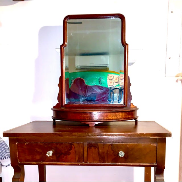 Campaign Late 19th Century Oak Vanity Mirror For Sale - Image 3 of 8