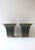 An Italian pair of dark green and gold Greek-Key tôle metal planters potholders cachepots jardinières, circa mid to...