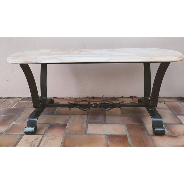 1980s Coffee Table in Italian Marble and Wrought Iron, 1980s For Sale - Image 5 of 7