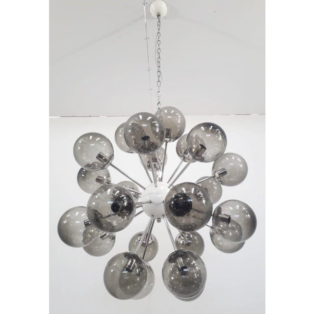Fabio Ltd 21st Century Nova Polished Nickel Smoky Bubbles Murano Sputnik Chandelier by Fabio LTD For Sale - Image 4 of 5