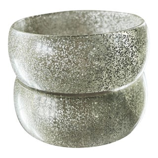 Y2k Silver Glitter Resin Bangle Bracelet For Sale
