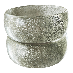 Y2k Silver Glitter Resin Bangle Bracelet