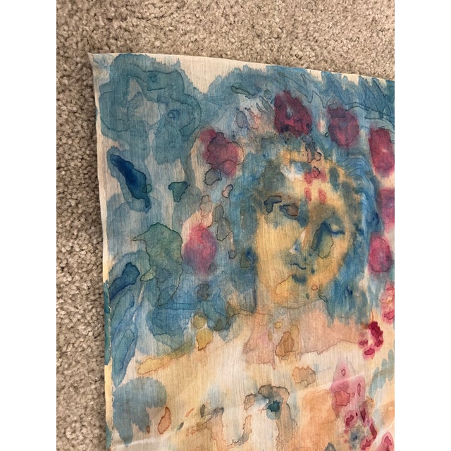 Ethereal Watercolor Style, Crowd of Faces Decorative Textile Artwork Signed Saint Amant For Sale - Image 13 of 16