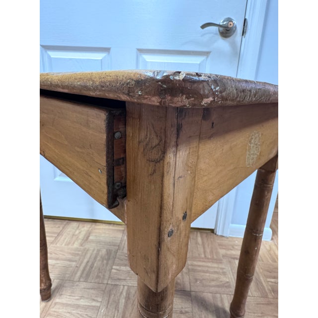 Antique Country Sheraton Pine One-Drawer Side Table For Sale - Image 9 of 11