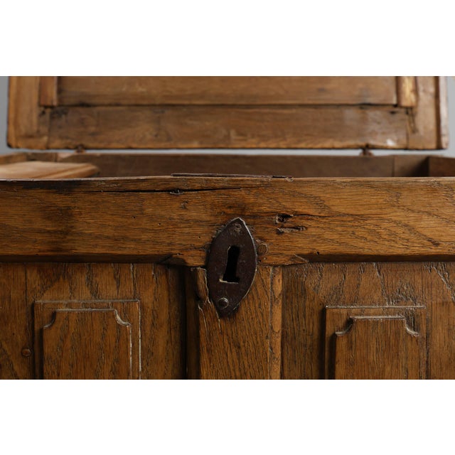 Rustic Oak Paneled Trunk or Chest, France, 18th Century For Sale - Image 14 of 16