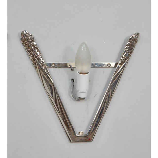 1930s French Art Deco Wall Sconces by Sevb France - A Pair For Sale - Image 9 of 10