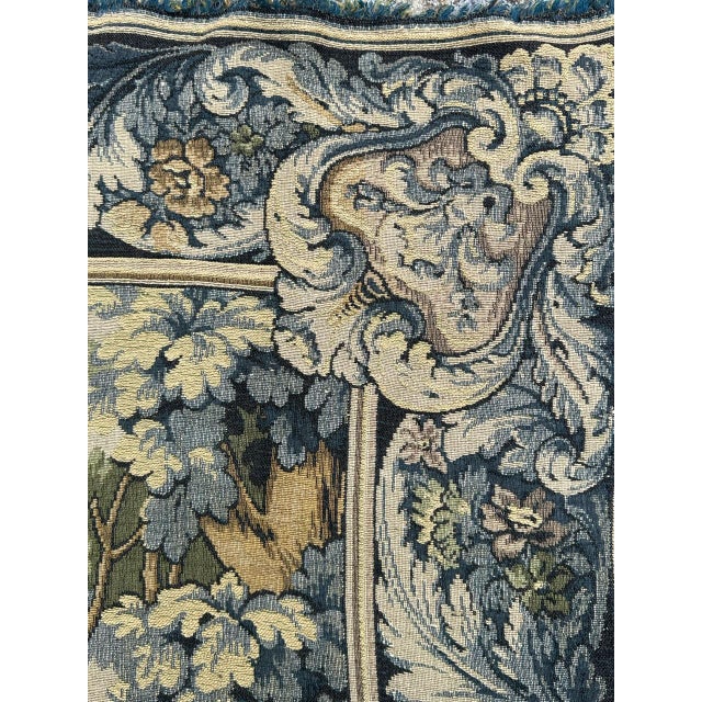 Blue Vintage French Jacquard Tapestry Aubusson Ferryman, 1970s For Sale - Image 8 of 18