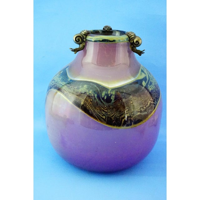 20th Century Studio Glass Vase with Silver Metal Snail by Samuel J Herman for Val Saint Lambert, 1970s For Sale - Image 6 of 18