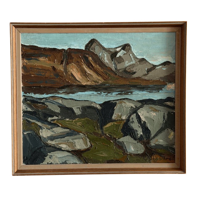 Vintage Danish Landscape Painting, Circa 1960 For Sale