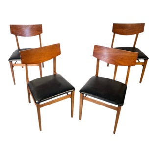 Mid 20th Century Mid-Century Modern Vinyl Upholstered Dining Chairs Set of 4 For Sale