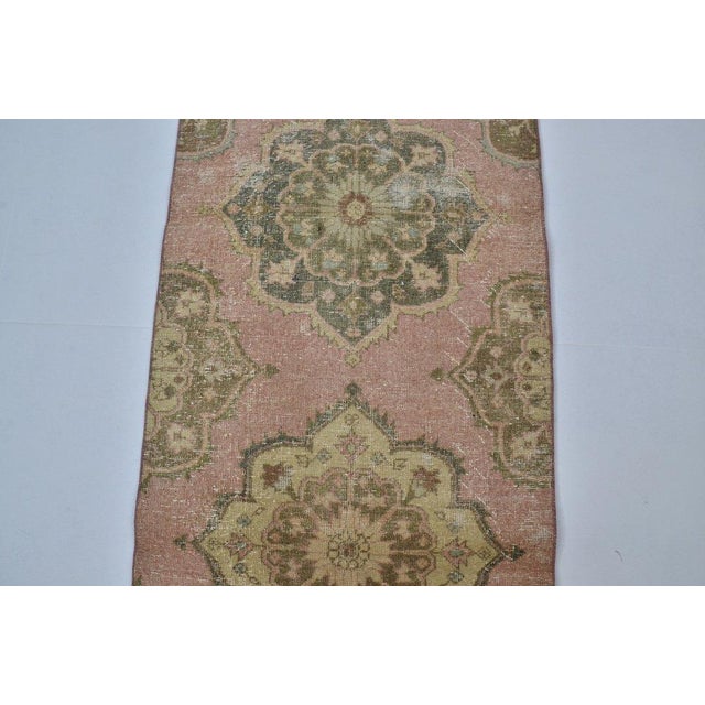 Apricot Vintage Antique Hallway Runner Rug For Sale - Image 8 of 10