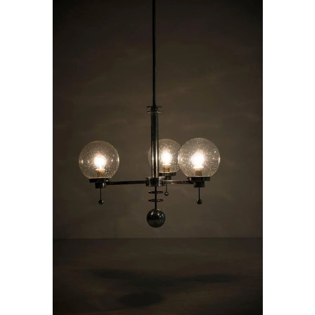 Large Art Deco Chromed Steel Ceiling Lamp, 1930s For Sale - Image 6 of 8