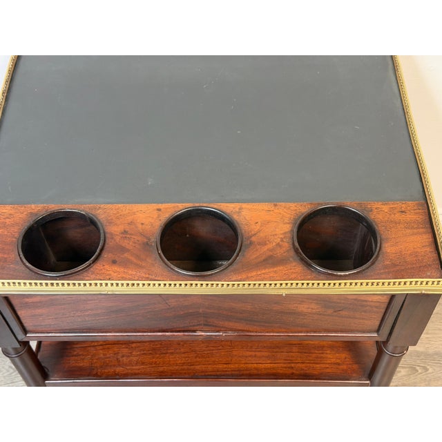 French Louis Philippe Mahogany Wine Service Table with Slate Top & Brass Gallery For Sale - Image 9 of 10