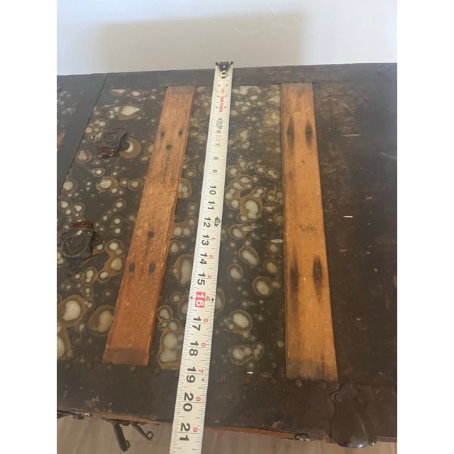 Antique Late 19th Century Ornate Hunch Camelback Steamer Trunk Chest For Sale - Image 11 of 12