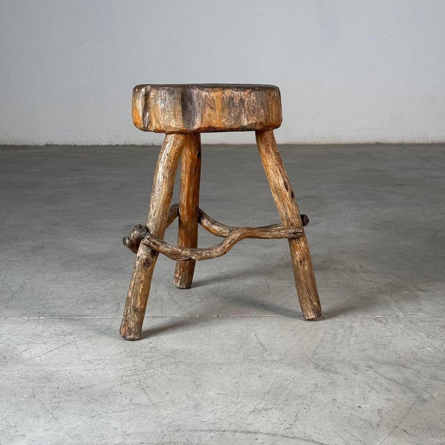 This rustic stool originates from the Valle d’Aosta, Italy, near the French border, and dates to the late 19th century. A...