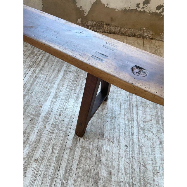 Vintage Walnut Bench, 1950s For Sale - Image 6 of 18