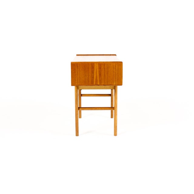 1960s Danish Modern Mid Century Teak Low Entry Table Console — Single Drawer For Sale - Image 4 of 8