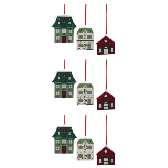 Ceramic House Ornament Assortment Set of 9 For Sale In Chicago - Image 6 of 6