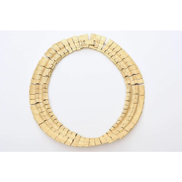 Vintage Reticulated Textural Gold Plated Collar Necklace, 1960's For Sale In Miami - Image 6 of 10