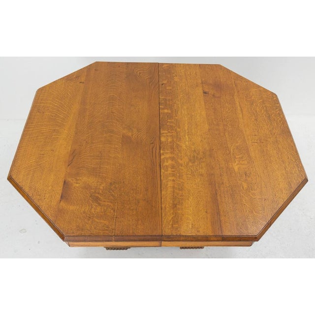Wood French Oak Square Pedestal Dining Table, 1940 For Sale - Image 7 of 14