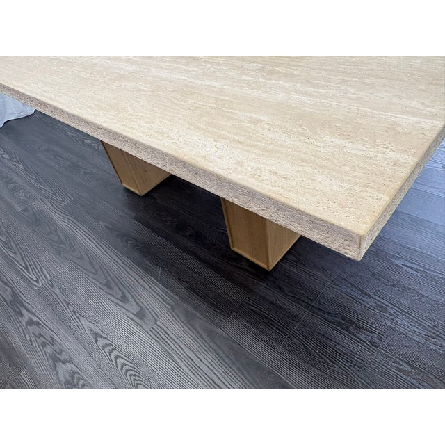 Rh Lumi Rectangular Dining Table 72" | Light Oak | Turkish Travertine For Sale - Image 18 of 18