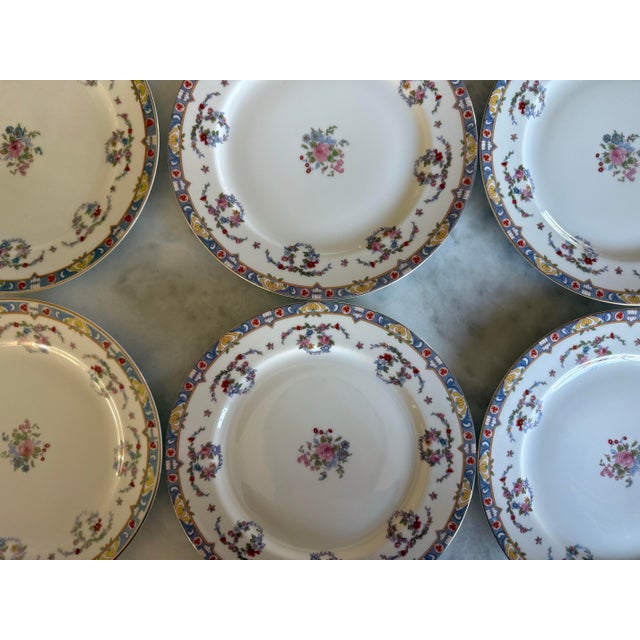 Early 20th Century Vintage Meito China Hand Painted Floral Dinner Plates - Set of 6 For Sale - Image 5 of 12