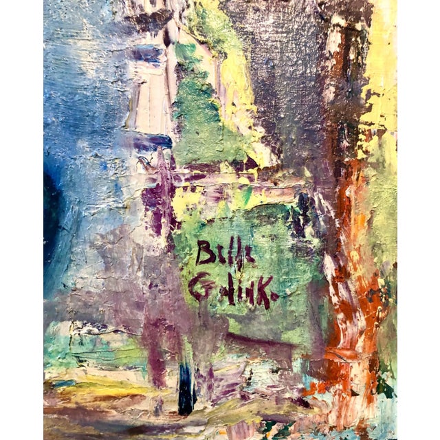 Expressionism Belle Golinko, Mid Century Jewish Expressionist Oil Painting Floral Vibrant Colorful Flowers For Sale - Image 3 of 9