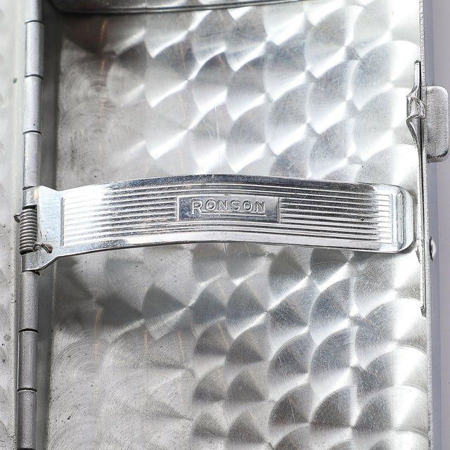 Art Deco Chrome & Inlaid Bakelite Cigarette Case & Lighter Signed Ronson For Sale In New York - Image 6 of 18
